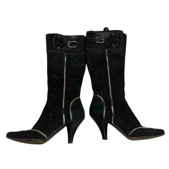 Burberry nova trim black tall boots size 37 - Picture 1 of 15